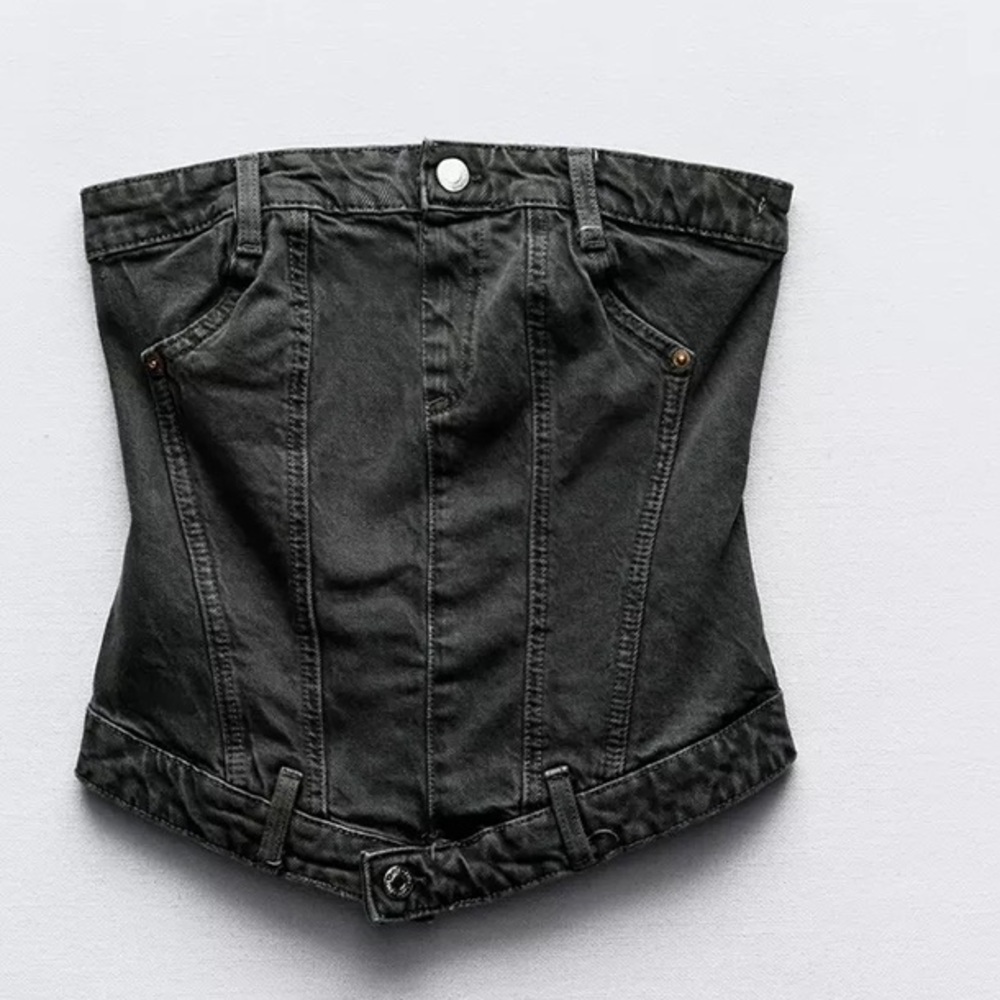 NWT ZARA denim bustier top